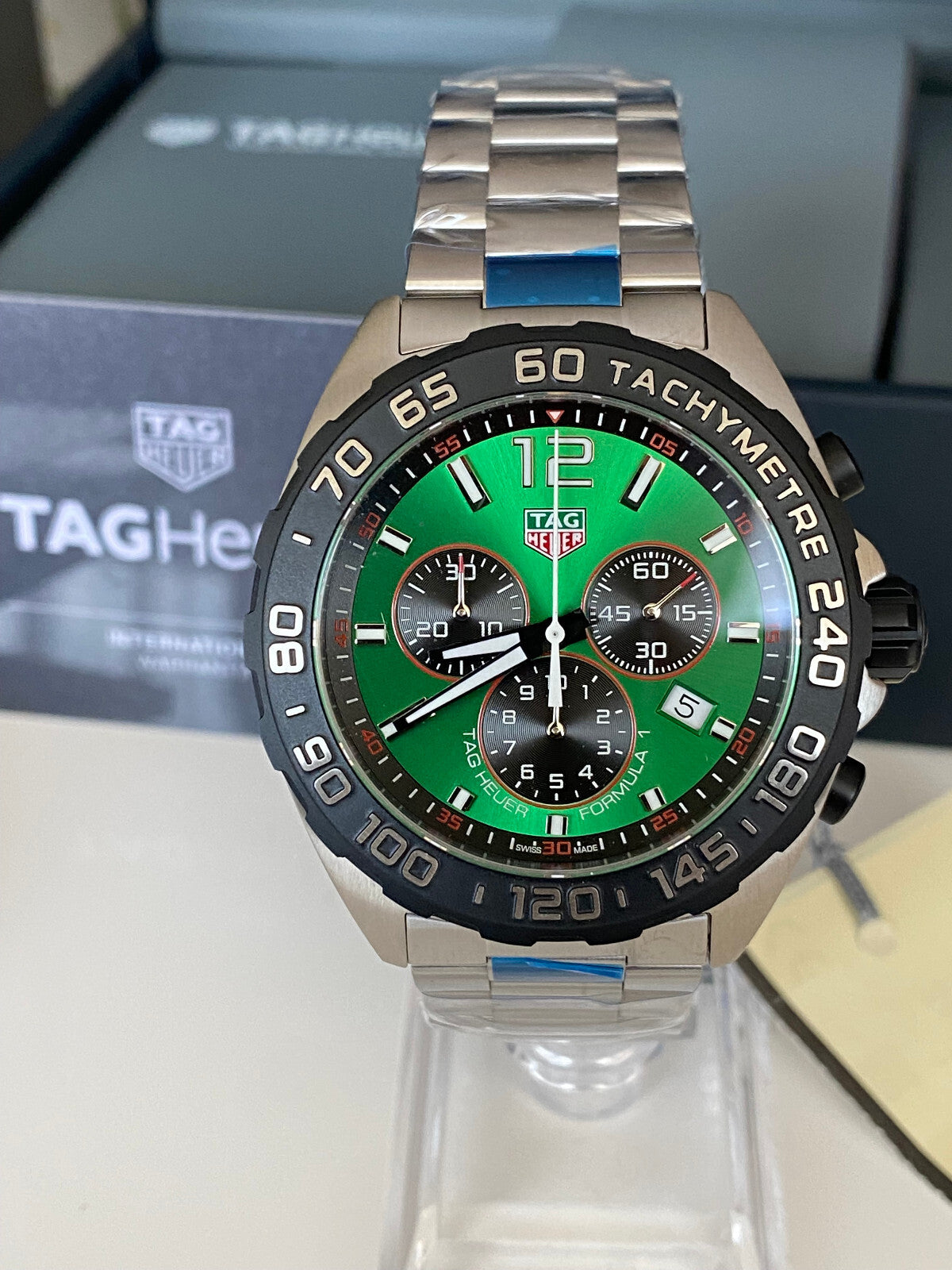 Tag Heuer 43mm Formula 1 Green Dial Chrono Quartz Men's Watch CAZ101AP.BA0842