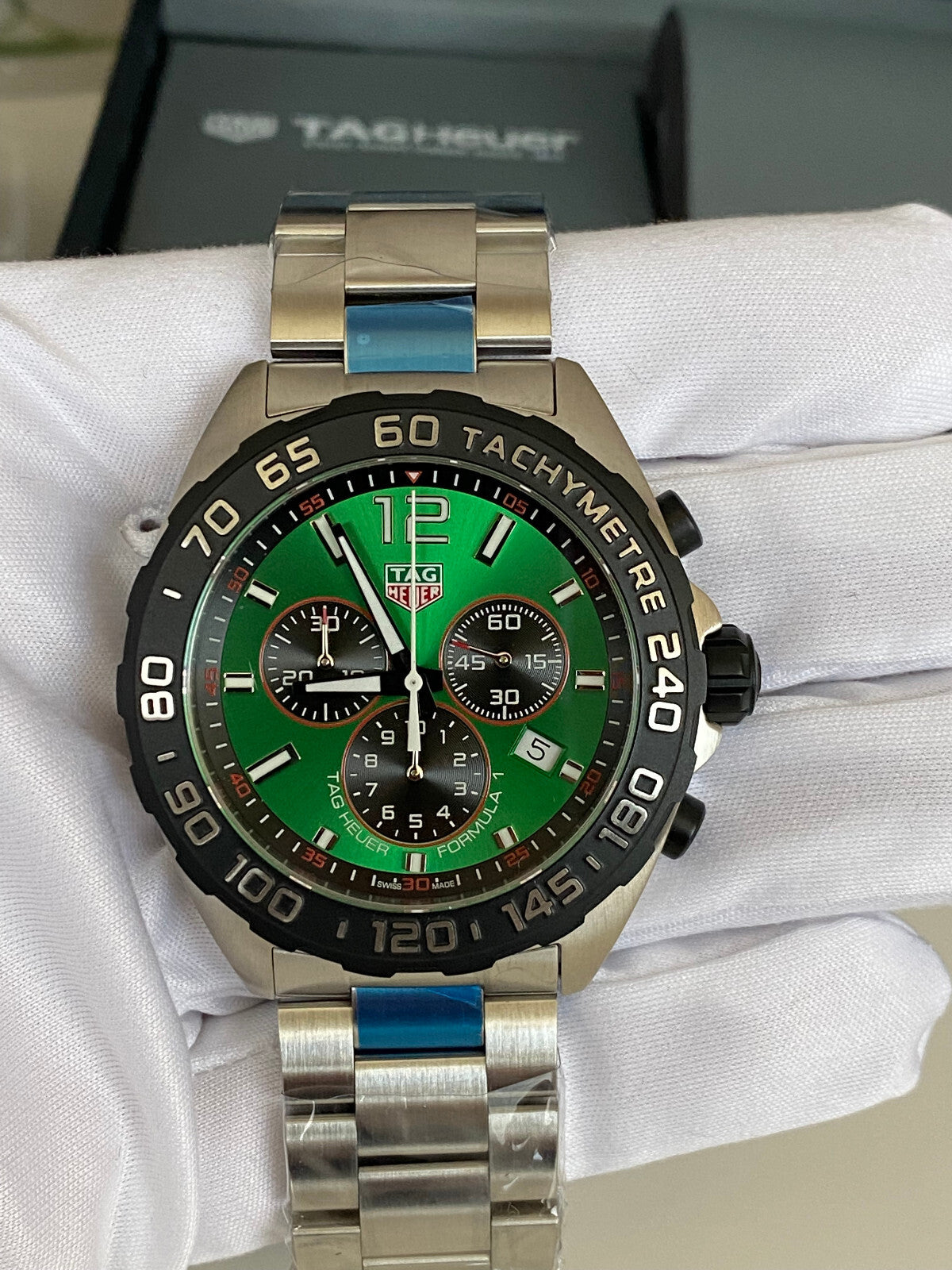 Tag Heuer 43mm Formula 1 Green Dial Chrono Quartz Men's Watch CAZ101AP.BA0842
