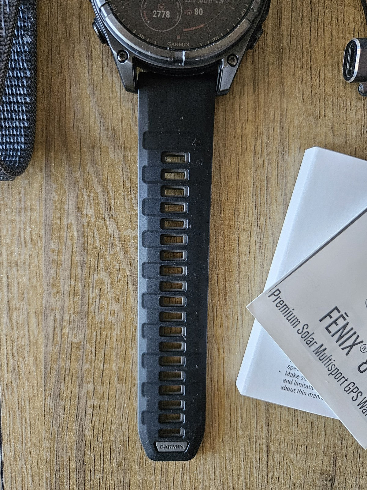 Garmin Fenix 8 Saphire Solar DLC Titanium Carbon Gray Watch 47mm With Extras