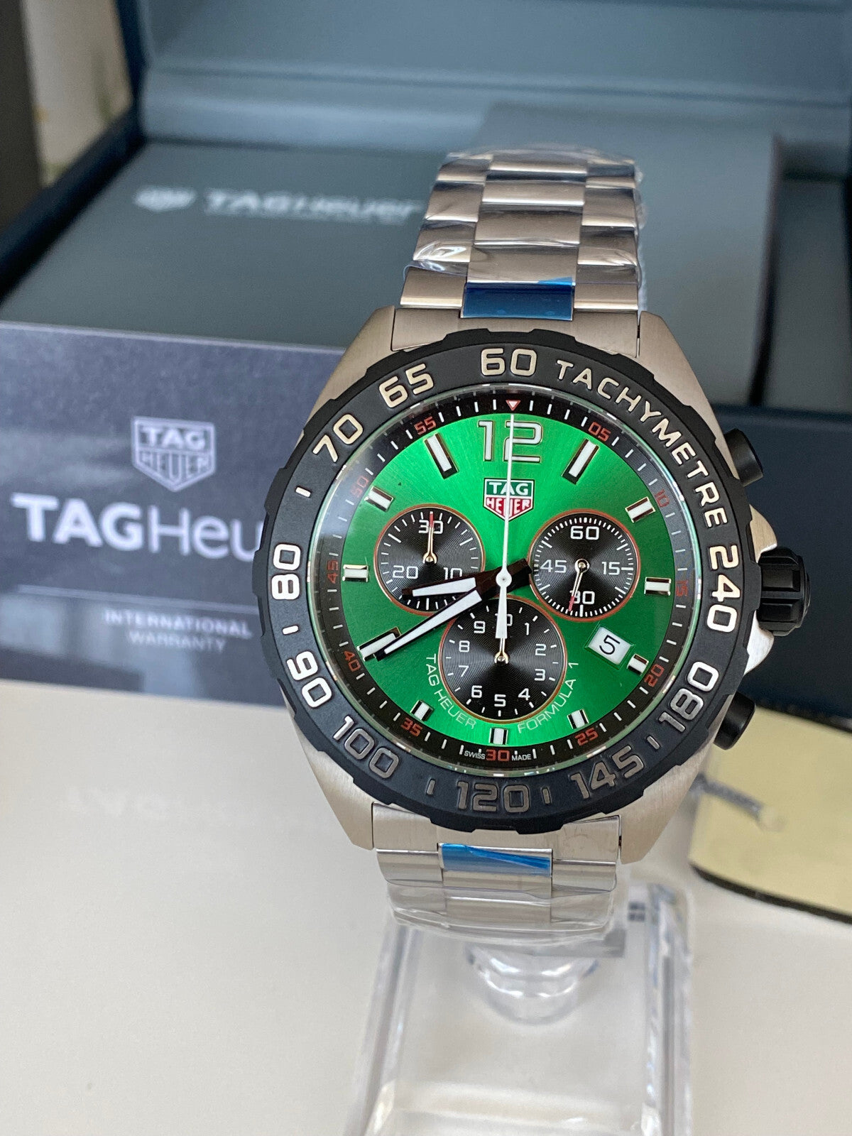Tag Heuer 43mm Formula 1 Green Dial Chrono Quartz Men's Watch CAZ101AP.BA0842