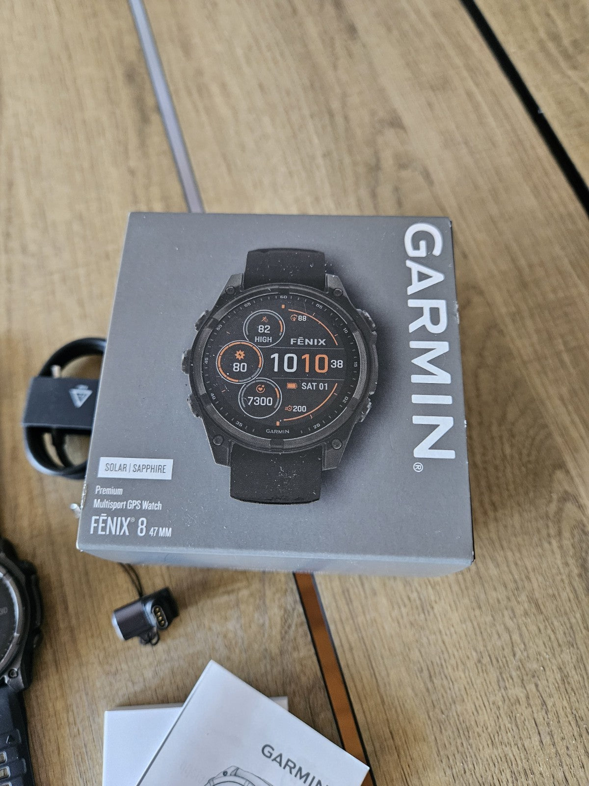 Garmin Fenix 8 Saphire Solar DLC Titanium Carbon Gray Watch 47mm With Extras