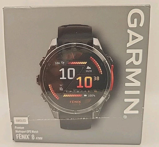 garmin fenix 8 47mm amoled slate gray black silicone band gps multisport smartwatch