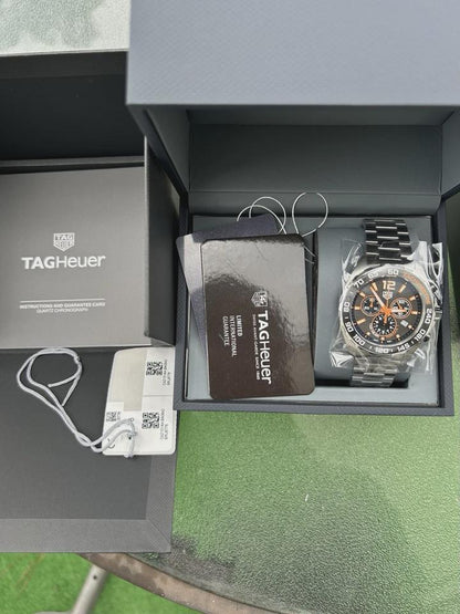 Tag Heuer Men's Formula 1 Quartz Chronograph Watch Grey Orange, CAZ101AH.BA0842