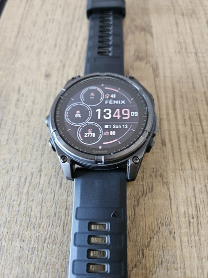 Garmin Fenix 8 Saphire Solar DLC Titanium Carbon Gray Watch 47mm With Extras