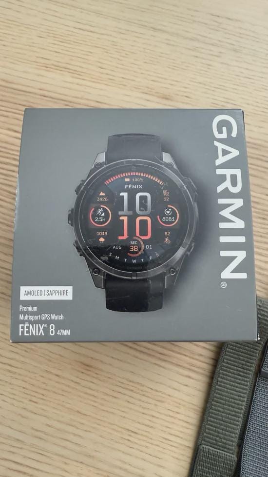 Garmin Fenix 8 AMOLED 47mm w/ Black/Grey (GPS) - Four extra bands Included!