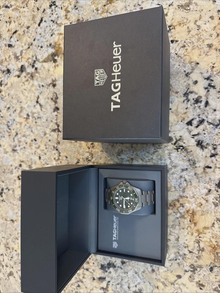 TAG Heuer Aquaracer Pro 300 Green 43mm Titanium Automatic Men Watch Original Box