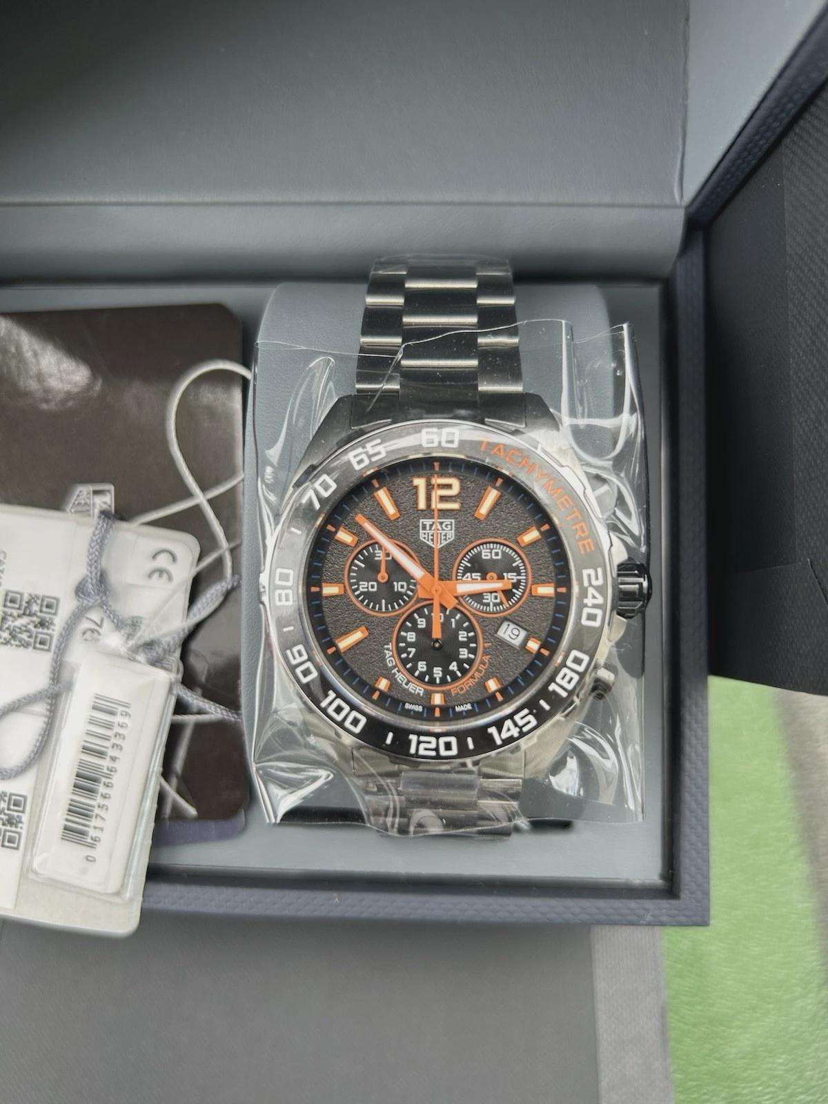 Tag Heuer Men's Formula 1 Quartz Chronograph Watch Grey Orange, CAZ101AH.BA0842