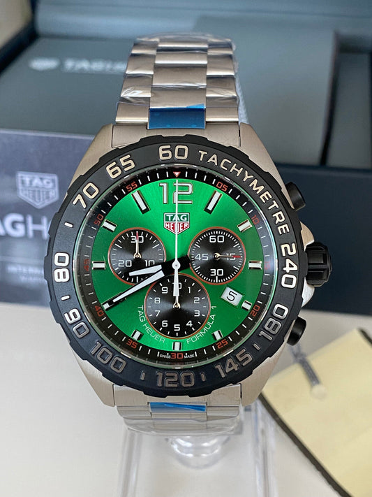 Tag Heuer 43mm Formula 1 Green Dial Chrono Quartz Men's Watch CAZ101AP.BA0842